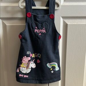 Peppa Pig Black Denim Dress with Pink Buttons